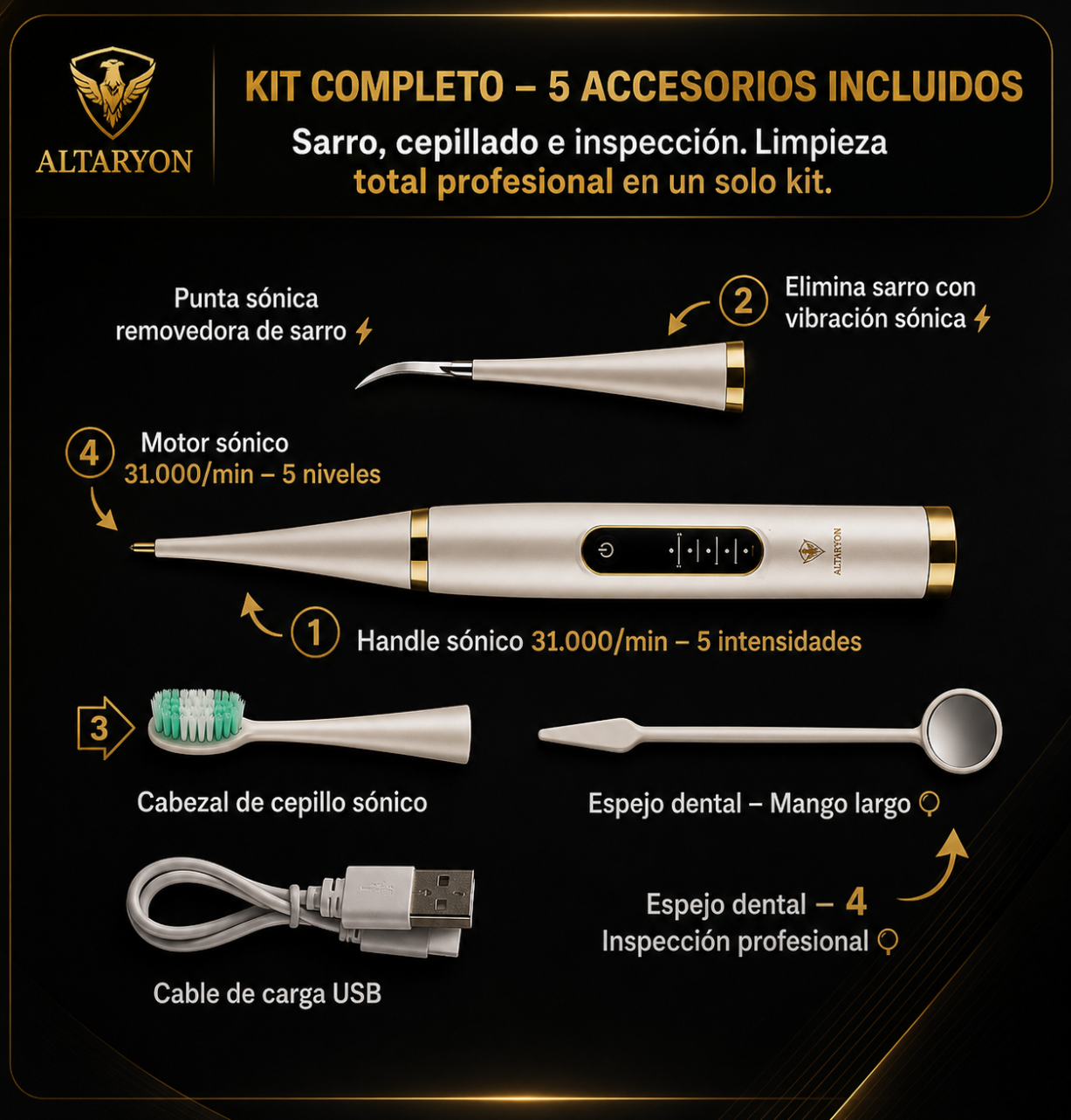 Smilepro : Elimina placa y manchas en casa, sin ir a el dentista - Incluye kit completo de Limpieza.