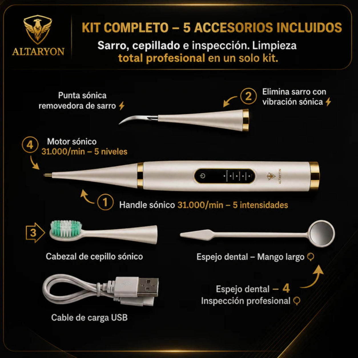 Smilepro : Elimina placa y manchas en casa, sin ir a el dentista - Incluye kit completo de Limpieza.